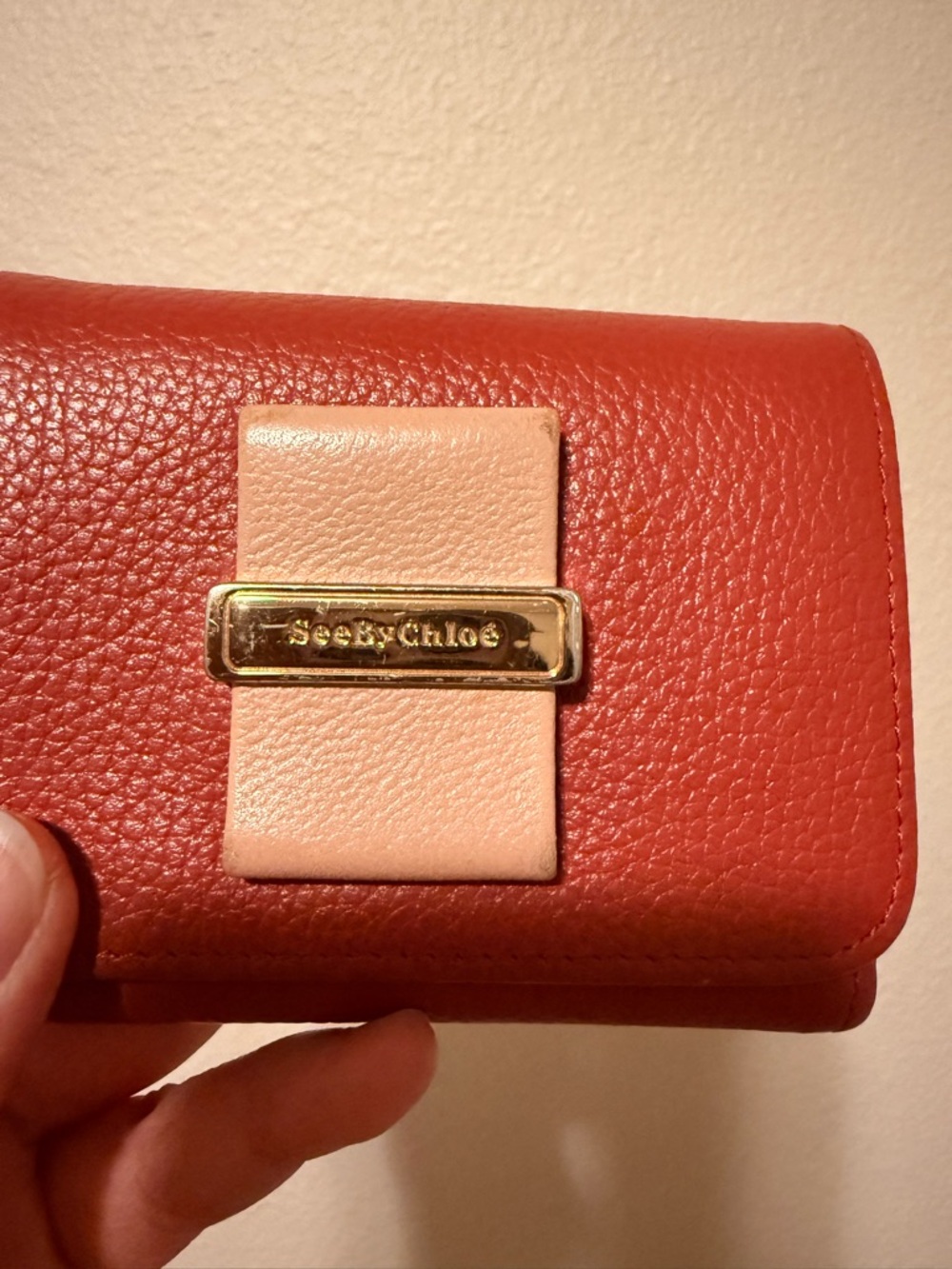See By Chloé Rust Red Pebbled Leather Short Wallet - Picture 7 of 10